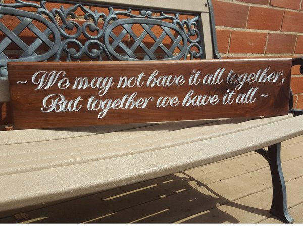 Engraved Walnut Wood Sign: Custom Inspirational Verse, 36" Long