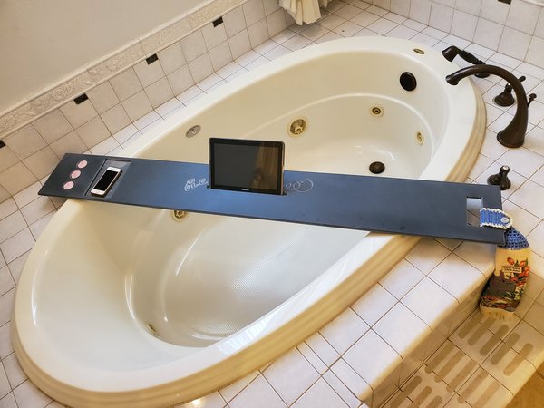 45-49" x 8" XL Bathtub Tray Sold Corian Waterproof Spa Caddy Optional Wine Tablet Cell Phone IPad Candle Book Holder Garden Jacuzzi Spa