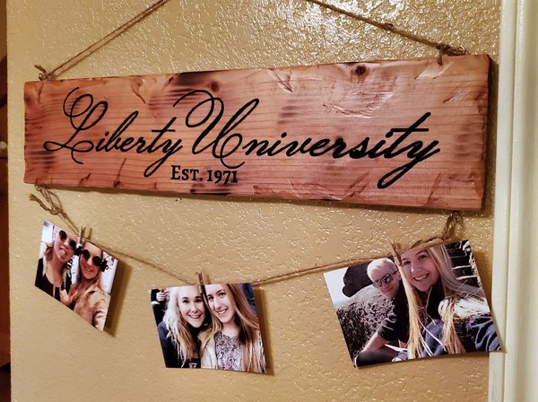 Custom Carved Redwood College Photo Holder: Personalized Dorm Decor