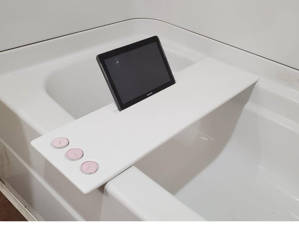 24-29" x 8" Small Bathtub Tray Solid Corian Bath Caddy Waterproof Spa Tray for Wine Glass Book Stand Cell Phone Tablet Candles
