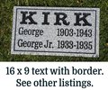 9 x 12" memorial plaque 4 lines of text and 2 stakes