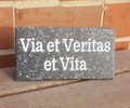 Via et Veritas et Vita Corian Plaque: Christian Inspirational Wall Sign (5" x 10")