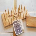 Personalized Oak Playing Card Holder: Deck Tray, Game Night