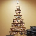 Space Saving Wall Mounted Christmas Tree Shaped Ornament Holder Rustic Wood