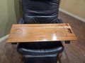 12" x 30-34" Wide Laptop Wood Tray for Recliner Dinner Carved Lap Desk OPTIONAL Tablet Slot Vent Ridges Book holder Cell Mug Wine Holders