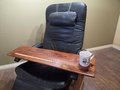 8" x 25-29" Small Laptop Wood Tray for Recliner Carved Lap Desk Dinner OPTIONAL Tablet Slot Vent Holes Book holder Cell Mug Wine Holders
