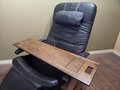8" x 25-29" Small Laptop Wood Tray for Recliner Carved Lap Desk Dinner OPTIONAL Tablet Slot Vent Holes Book holder Cell Mug Wine Holders