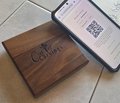 NFC smart tag / QR code Engraved Solid Wood Coaster, Tap to Share Wifi, Reviews, Business Card, Photo Story Keepsake - Changeable 4" x 4"