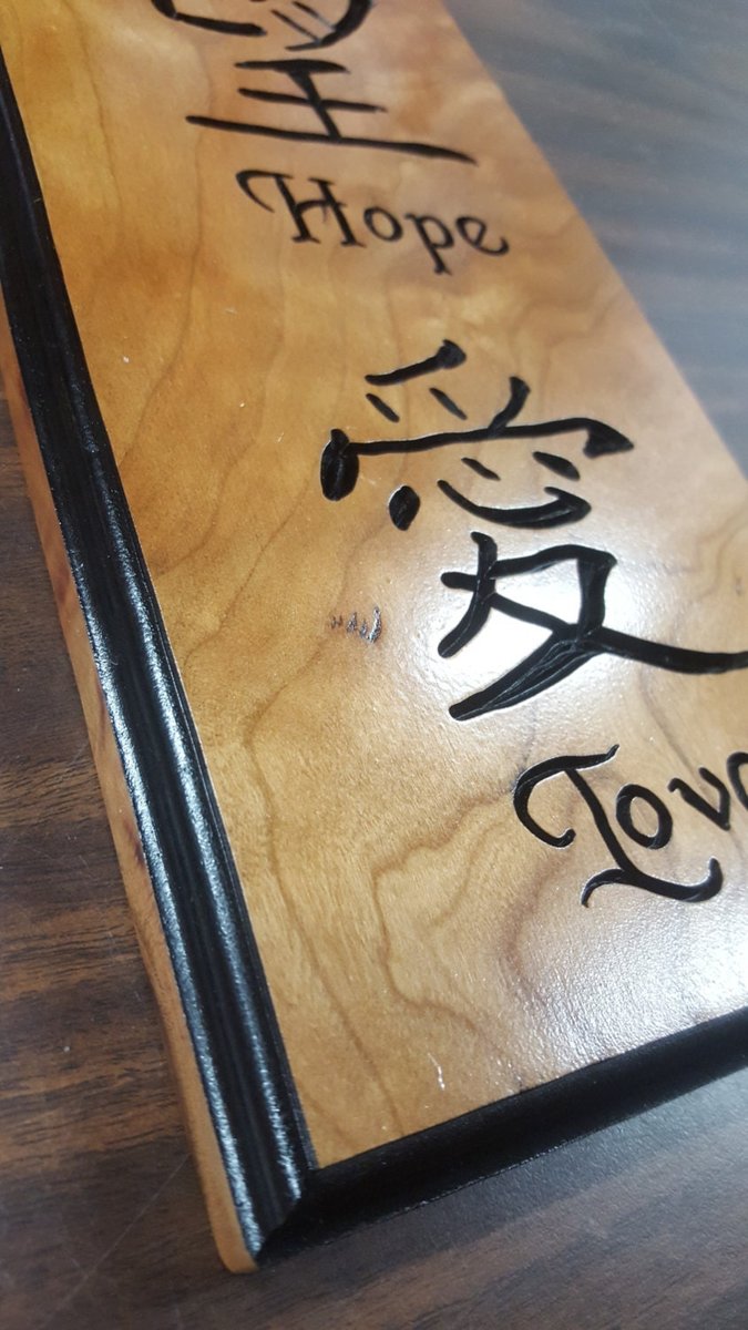 Japanese Kanji English Faith Hope Love Cor 13:13 Corinthians Christian Decor Scripture Bible Verse Wall Art Hand Crafted Routed Wood Sign