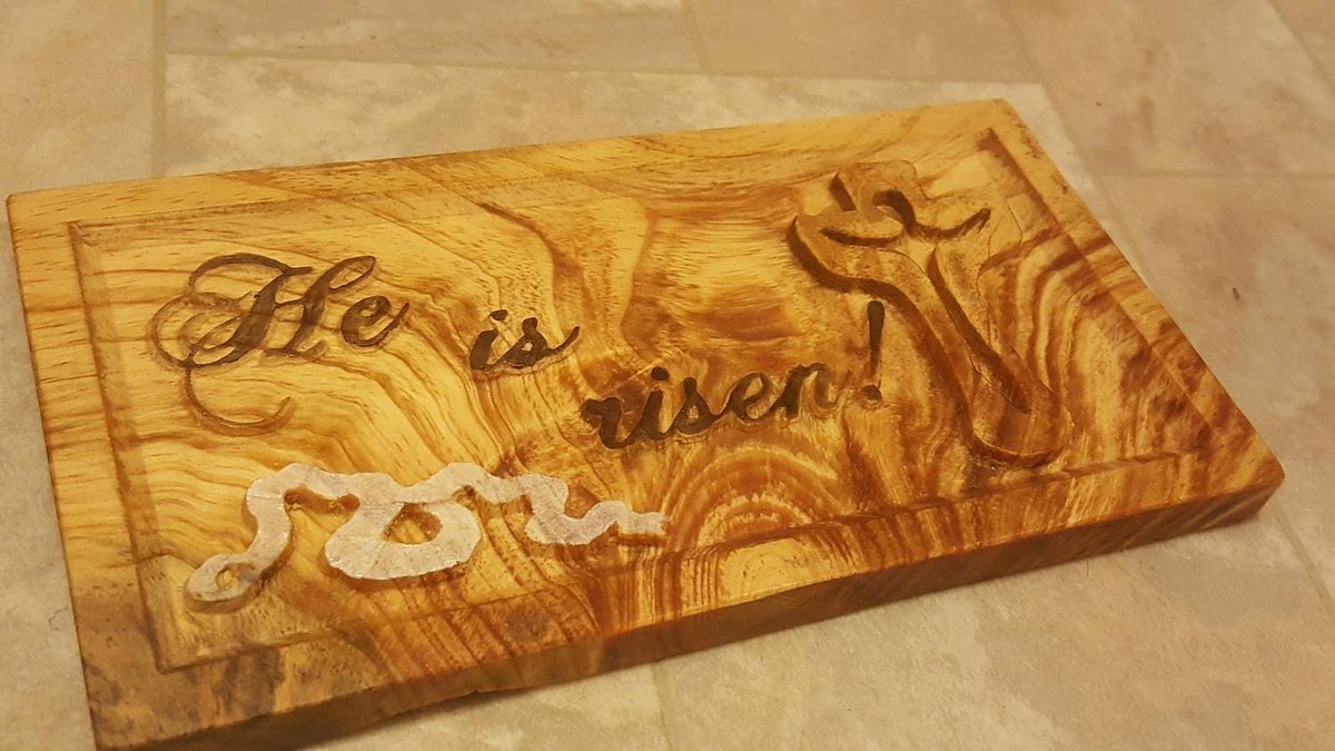 He is Risen Wood Sign: Carved Christian Easter Decor