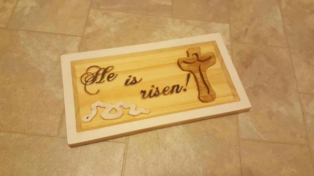 He is Risen Wood Sign: Carved Easter Plaque, Christian Decor