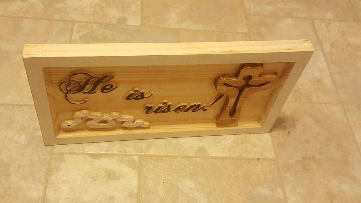 He is Risen Wood Sign: Carved Easter Plaque, Christian Decor