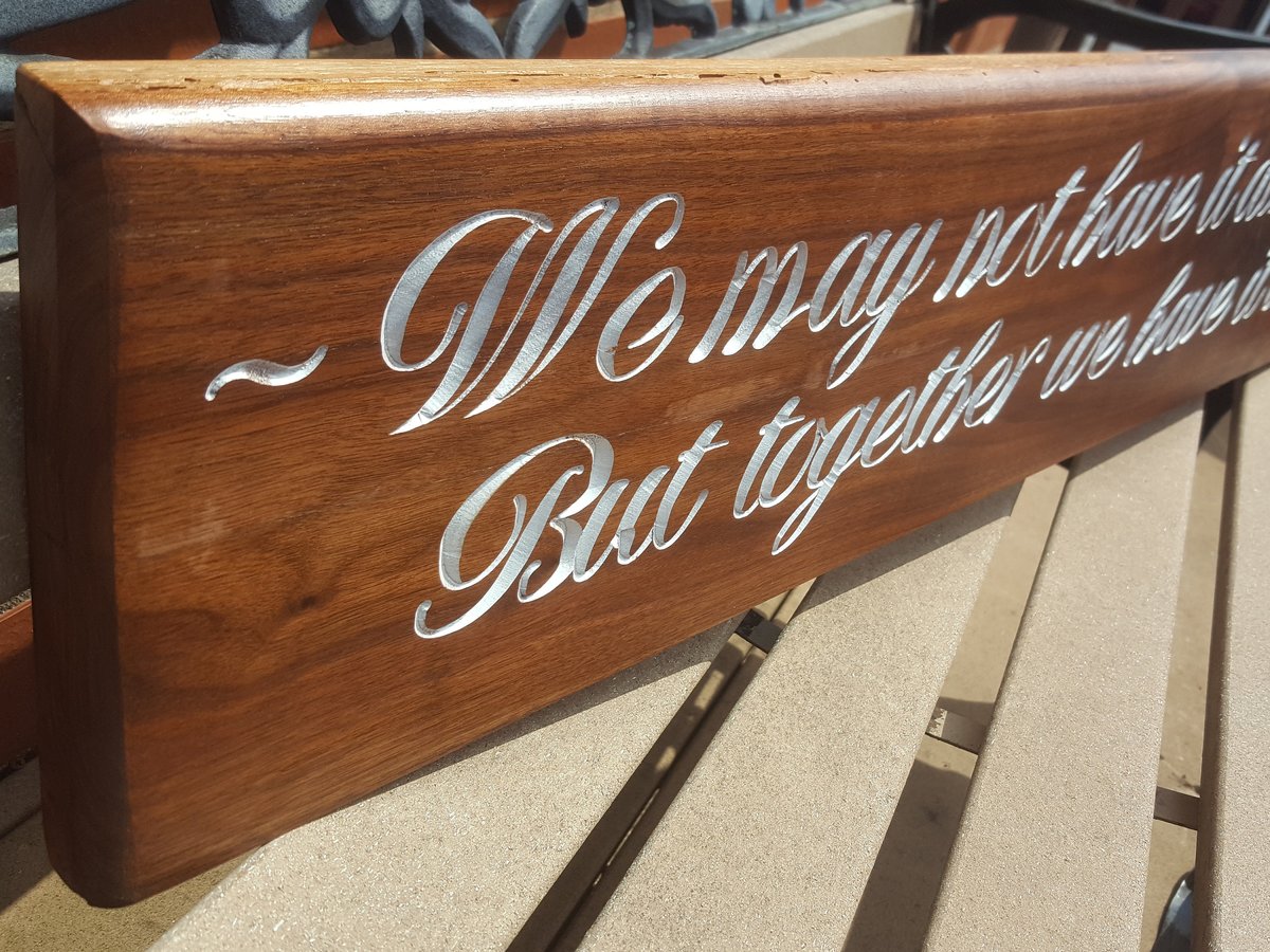 Engraved Walnut Wood Sign: Custom Inspirational Verse, 36" Long
