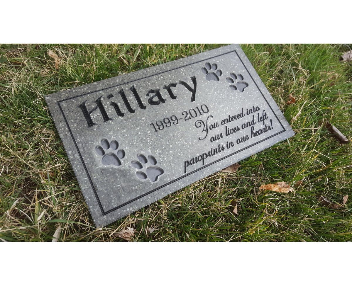 Pet Memorial Carved Engraved V-Groove Weatherproof Solid Surface Corian Granite Substitute Grave Stone Marker