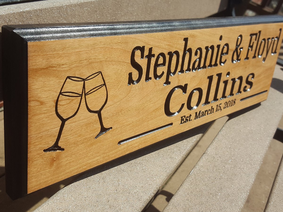 Custom Engraved Cherry Wood Newlywed Sign: Personalized Family Name