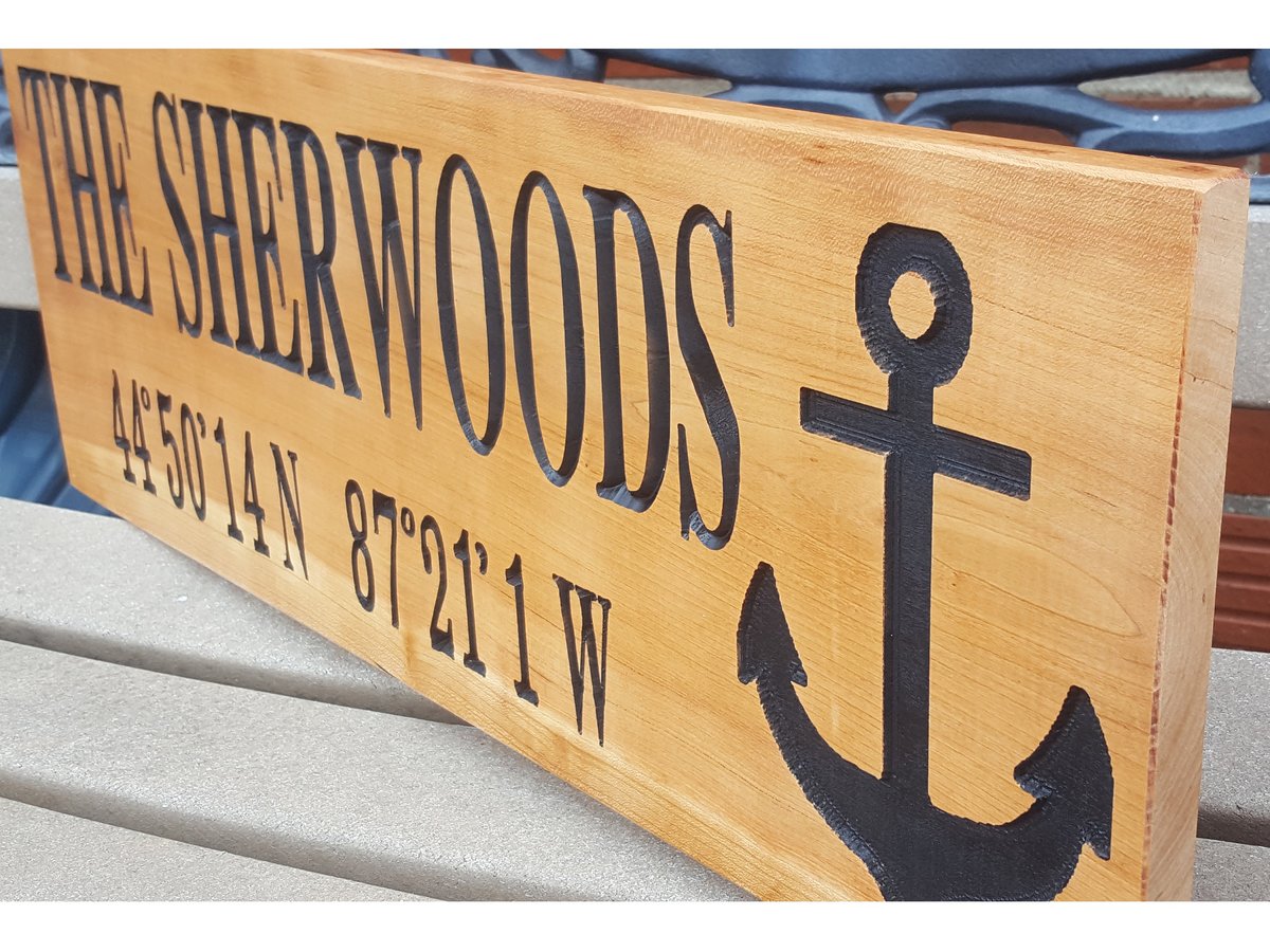 Nautical Christian Family Name Sign Wood Routed Sign Personalized Sign Custom Sign Housewarming Sign 24" x 9" Carved Anchor Newlywed Sign