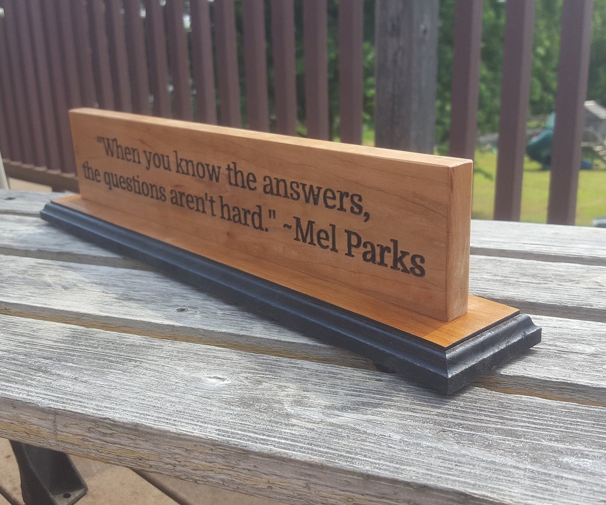 Custom Cherry Wood Desk Plaque: Personalized Quote Sign