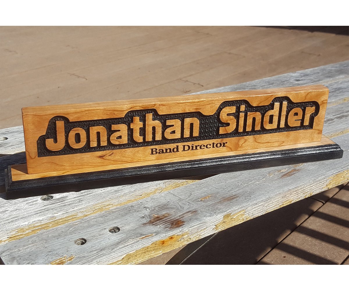 Custom Cherry Wood Desk Plaque: Personalized Quote Sign