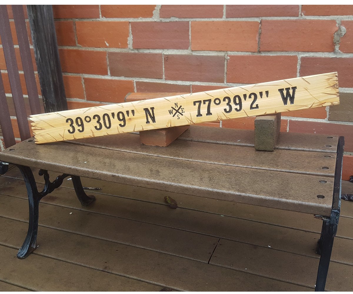 Cedar Arrow Sign Post: Custom Latitude Longitude, Destination Distance