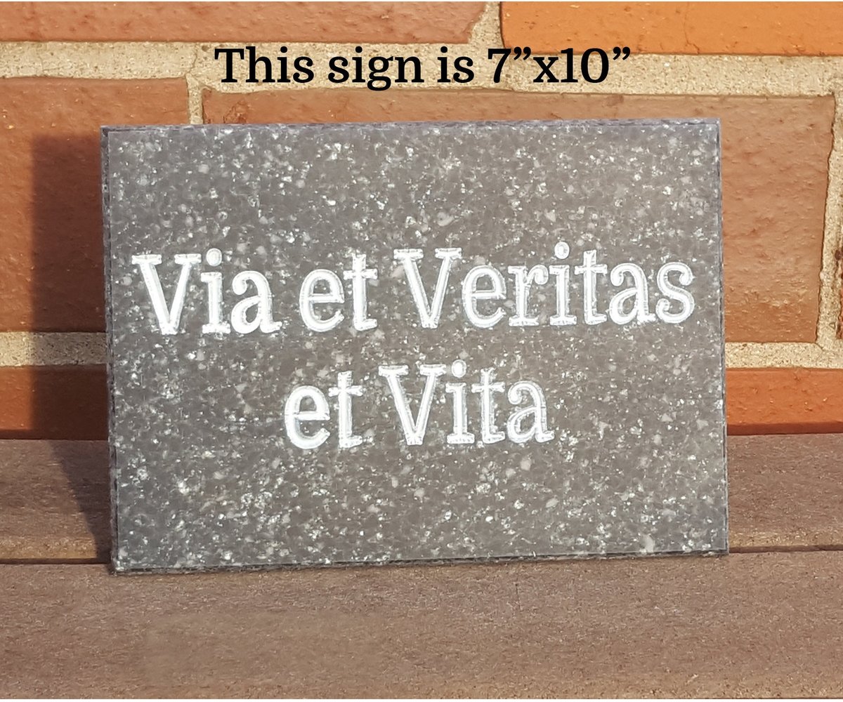 Via et Veritas et Vita Corian Plaque: Christian Inspirational Wall Sign (5" x 10")