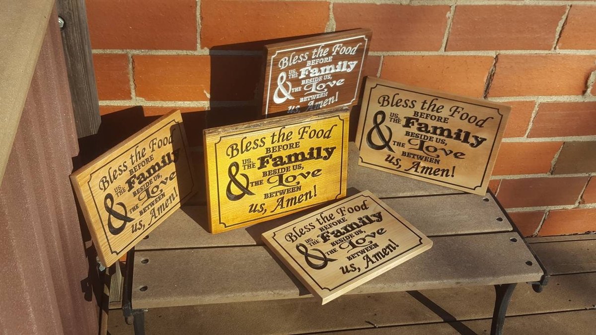 Food blessing grace wall sign carved wood family meal religious prayer Christian