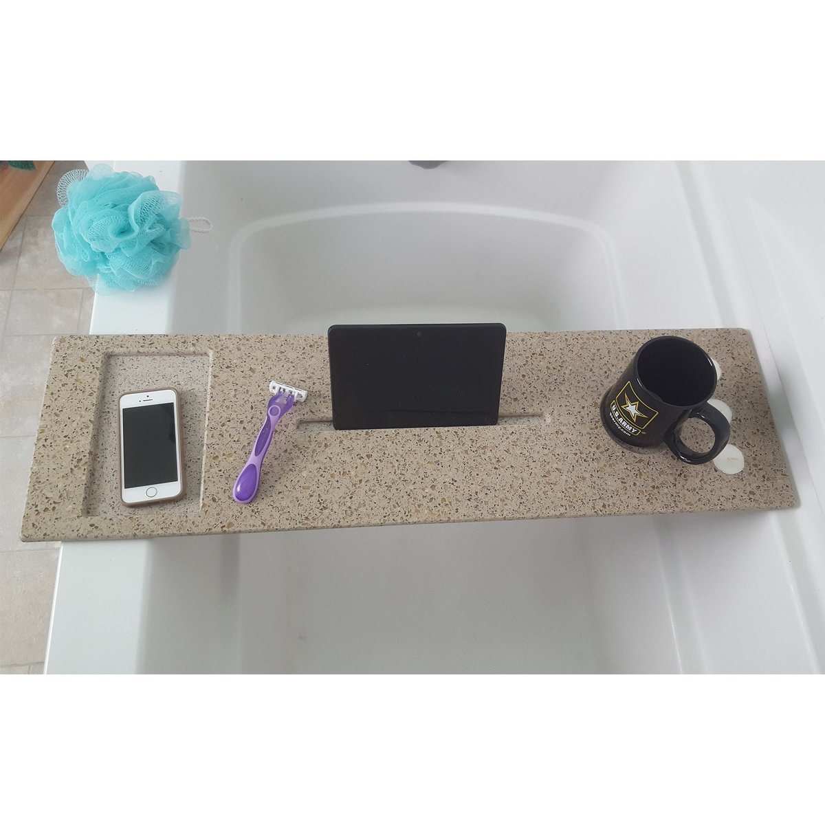 Bath Tub Tray Standard 28-34" x 8" Custom Made to Order Corian Caddy Tablet Cell Phone IPad Candle Holder Unwind Mom Gift Spa Soaking 112-1