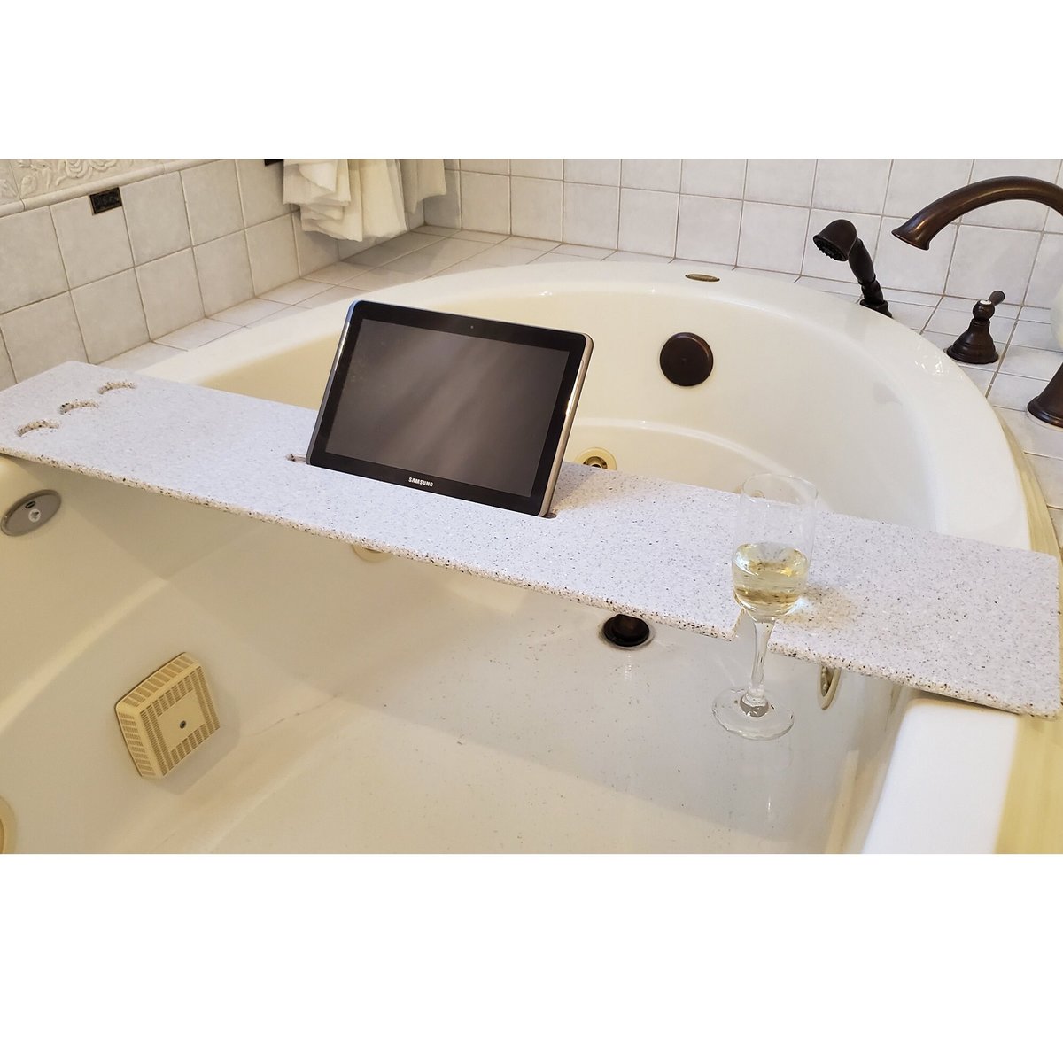 Bath Tub Tray 35-40" x 8" Custom Made to Order Corian Caddy Tablet Cell Phone IPad Candle Holder Unwind Mom Gift Spa Soaking 112-44