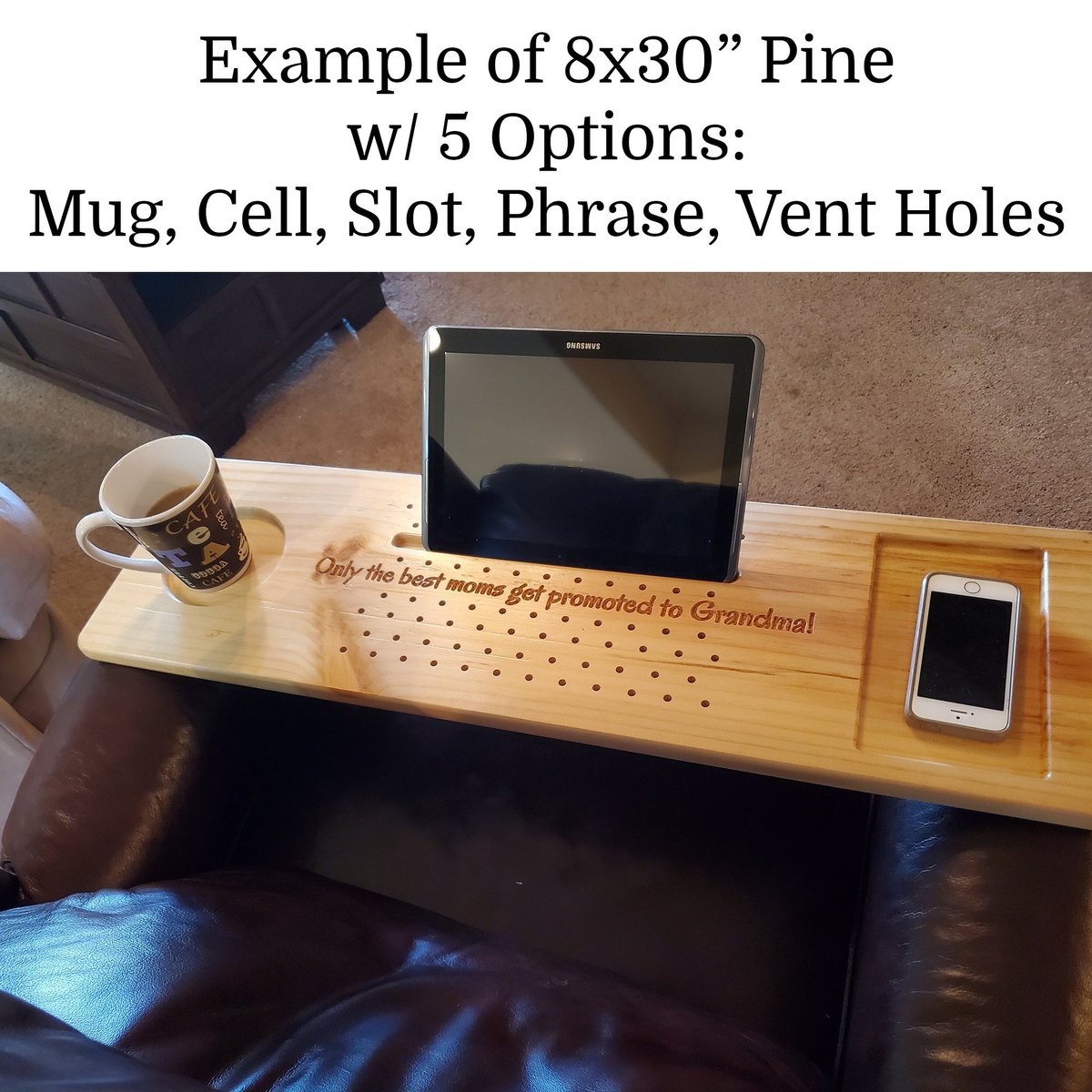 Laptop Desk Recliner Tray Custom Made to Order Pine Cherry Cedar Bath Caddy Tablet Cell Phone Ipad Holder Wood Bathtub 35-39" x 10"