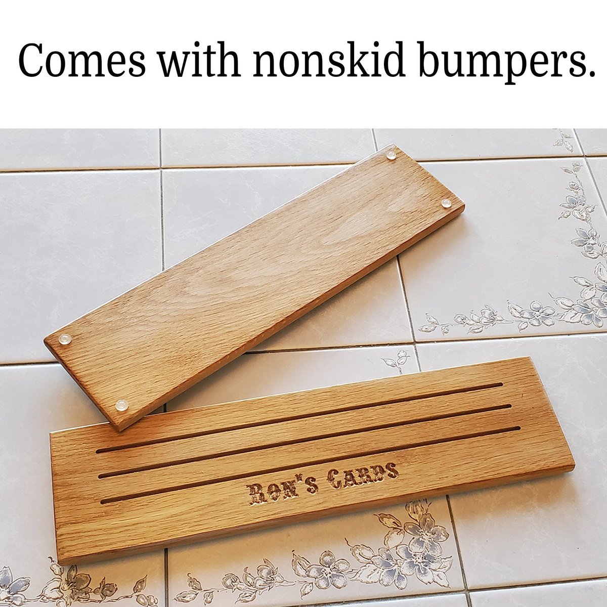 Personalized Oak Playing Card Holder: Hands-Free Set of 6