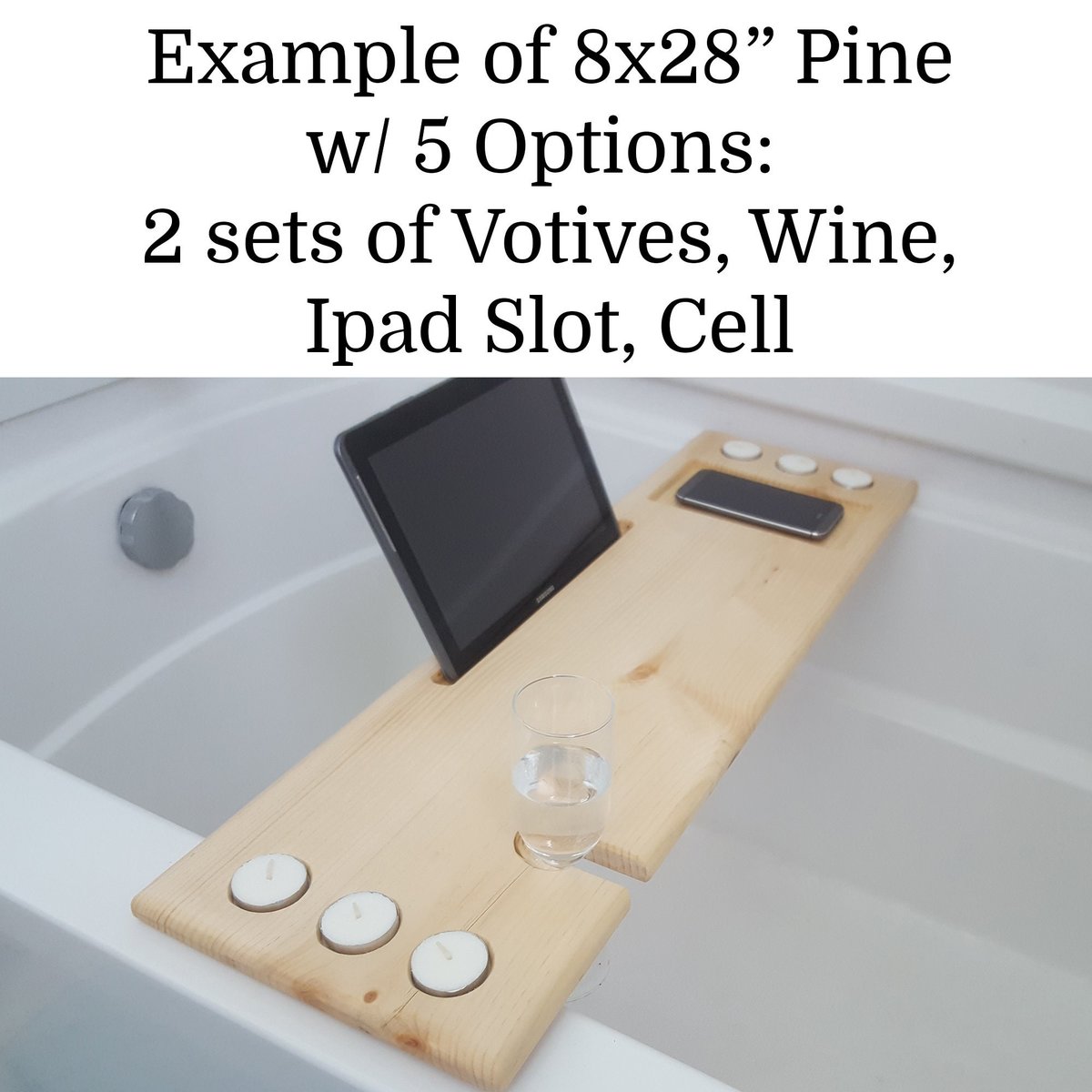 Laptop Desk Recliner Tray Custom Made to Order Pine Cherry Cedar Bath Caddy Tablet Cell Phone Ipad Holder Wood Bathtub 35-39" x 10"