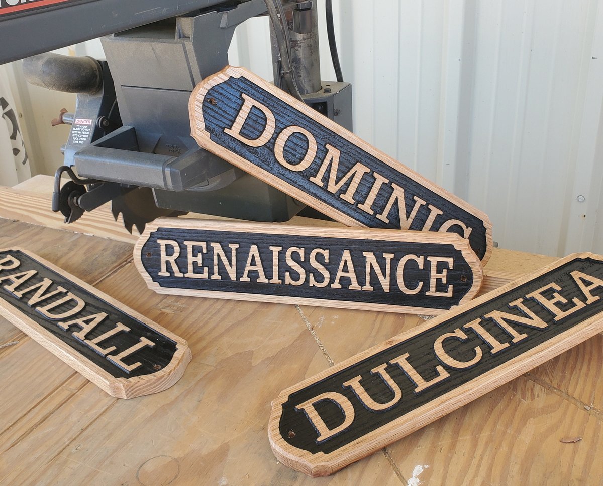 Horse Stall Name Sign Custom Carved Oak 3.5" x 18"