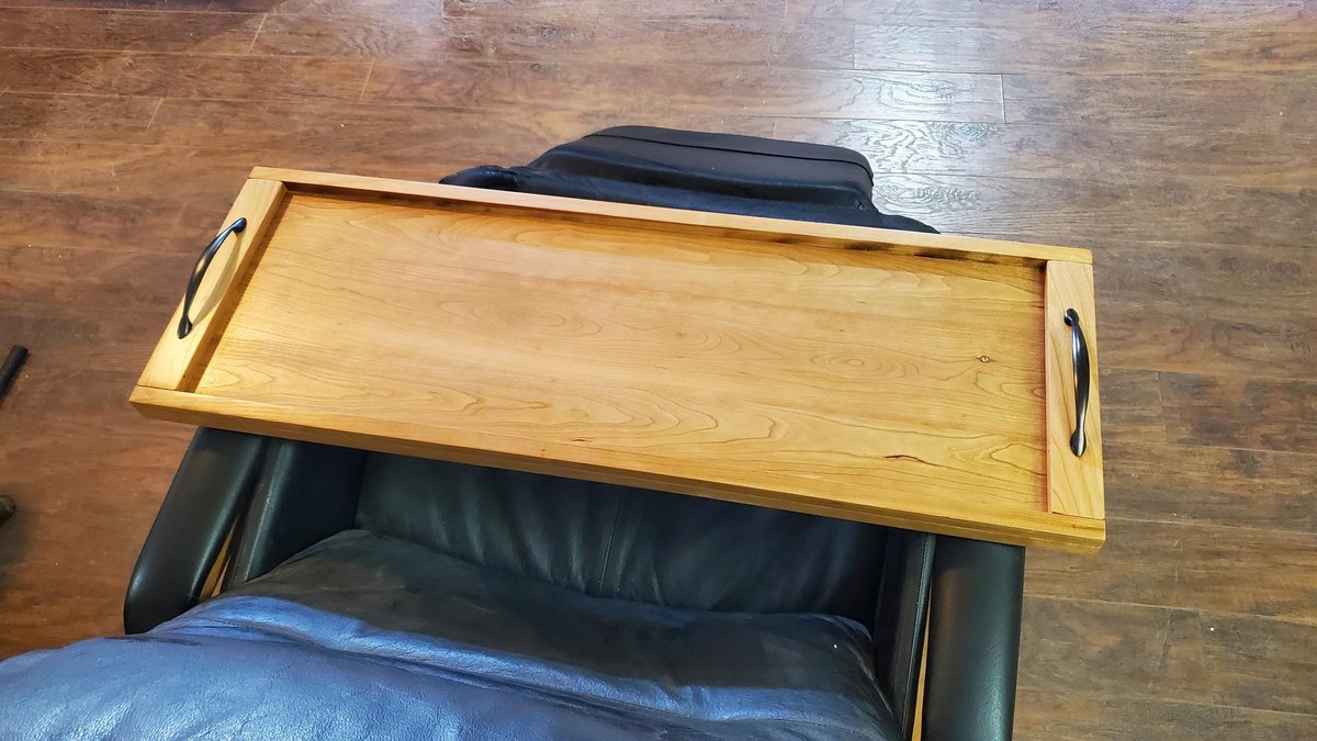 8" x 25-29" Small Laptop Wood Tray for Recliner Carved Lap Desk Dinner OPTIONAL Tablet Slot Vent Holes Book holder Cell Mug Wine Holders