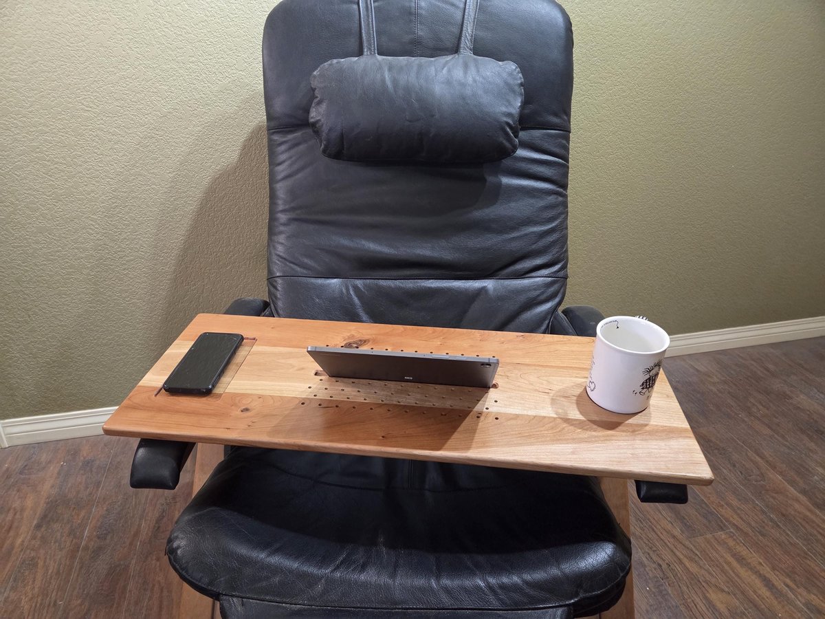 10" x 40-44" X-Long Laptop Wood Tray Laptop Recliner Dinner Lap Desk OPTIONAL Tablet Slot, Vent Holes, Book holder Cell Mug Wine Holders