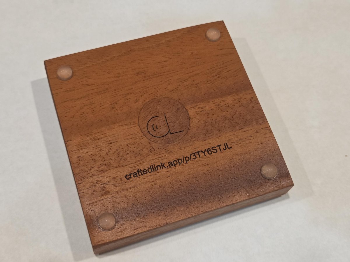 NFC smart tag / QR code Engraved Solid Wood Coaster, Tap to Share Wifi, Reviews, Business Card, Photo Story Keepsake - Changeable 4" x 4"