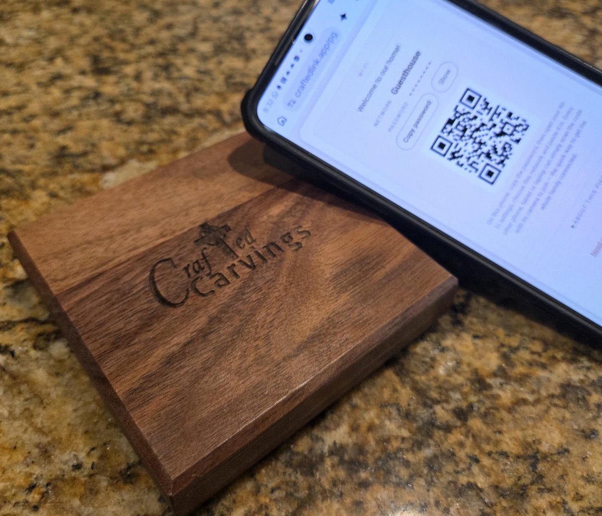 NFC smart tag / QR code Engraved Solid Wood Coaster, Tap to Share Wifi, Reviews, Business Card, Photo Story Keepsake - Changeable 4" x 4"