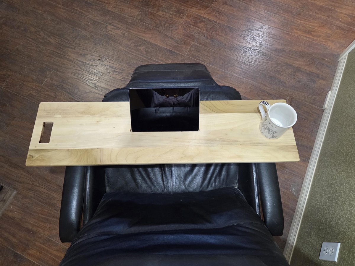 10" x 30-34" Laptop Wood Tray for Recliner Carved Lap Desk Dinner OPTIONAL Tablet Slot, Vent Holes, Book holder Cell Mug Wine Holders
