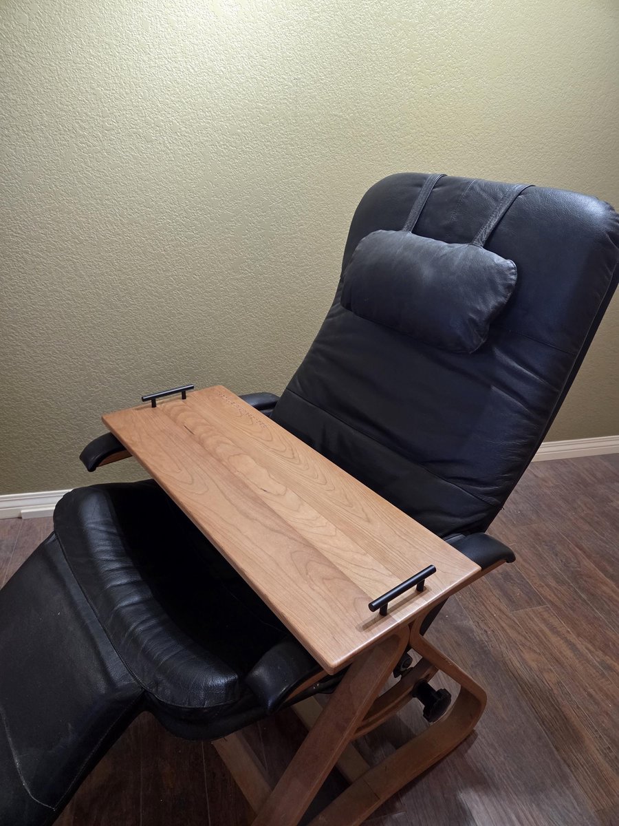 10" x 30-34" Laptop Wood Tray for Recliner Carved Lap Desk Dinner OPTIONAL Tablet Slot, Vent Holes, Book holder Cell Mug Wine Holders