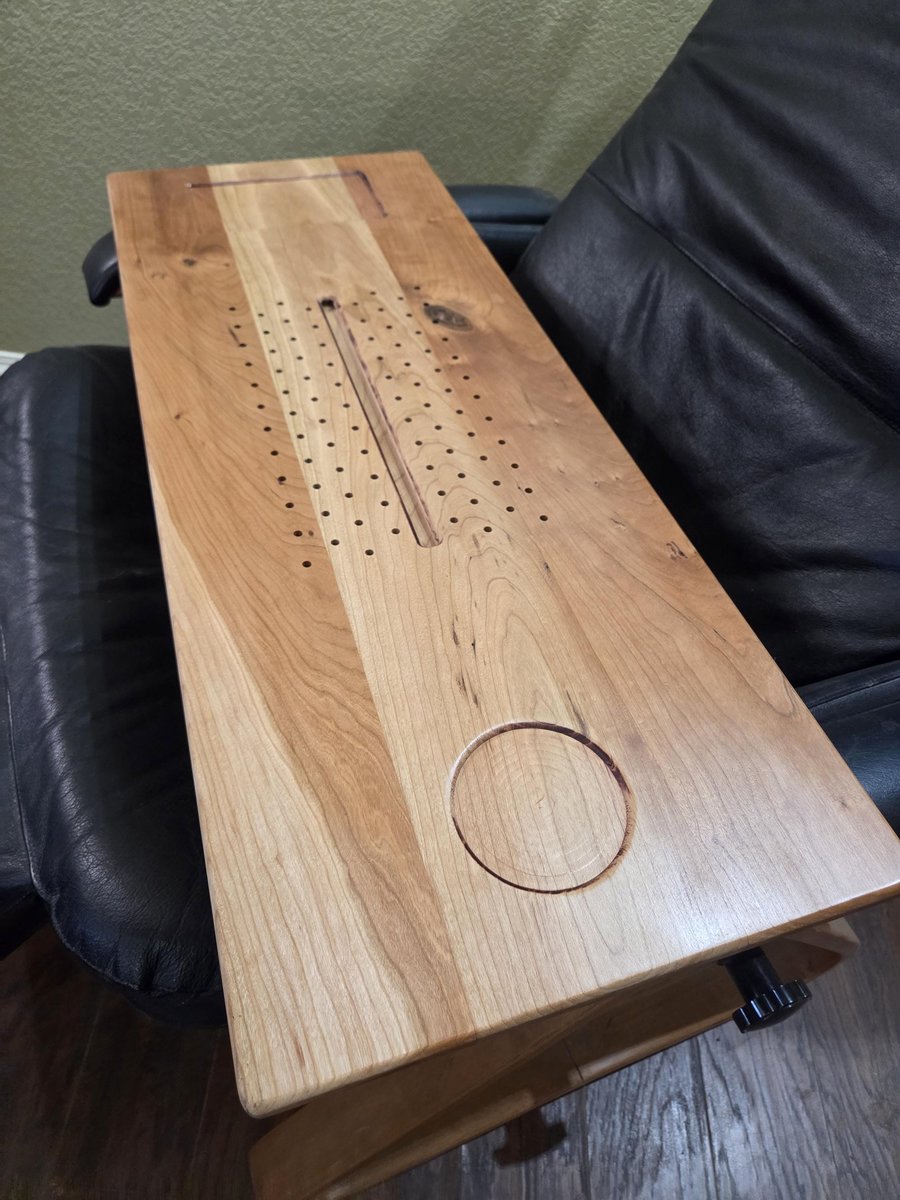 10" x 40-44" X-Long Laptop Wood Tray Laptop Recliner Dinner Lap Desk OPTIONAL Tablet Slot, Vent Holes, Book holder Cell Mug Wine Holders