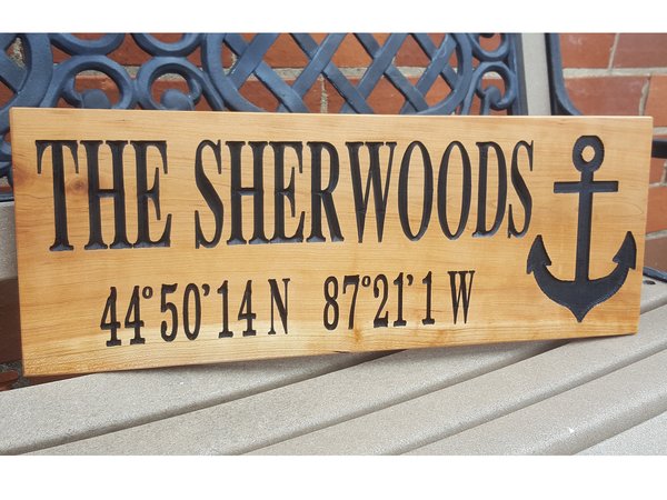 Nautical Christian Family Name Sign Wood Routed Sign Personalized Sign Custom Sign Housewarming Sign 24" x 9" Carved Anchor Newlywed Sign